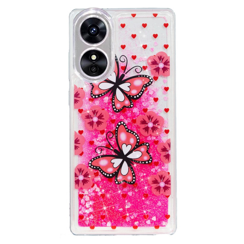 Coque Oppo A17 / A17k Paillettes Papillons Rouges