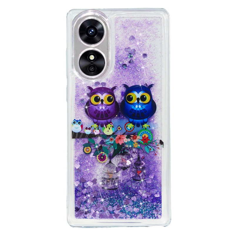 Coque Oppo A17 / A17k Paillettes Deux Hiboux