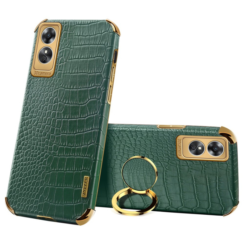 Coque Oppo A17 Style Crocodile Anneau-Support