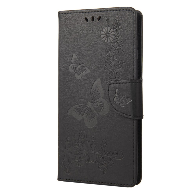 Housse Oppo A17 / A17k Motif Papillons et Fleurs à Lanière