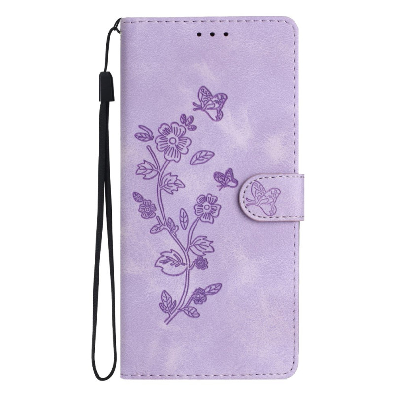 Housse Oppo A77 5G / A57 5G / 4G Motif Floral avec Lanière