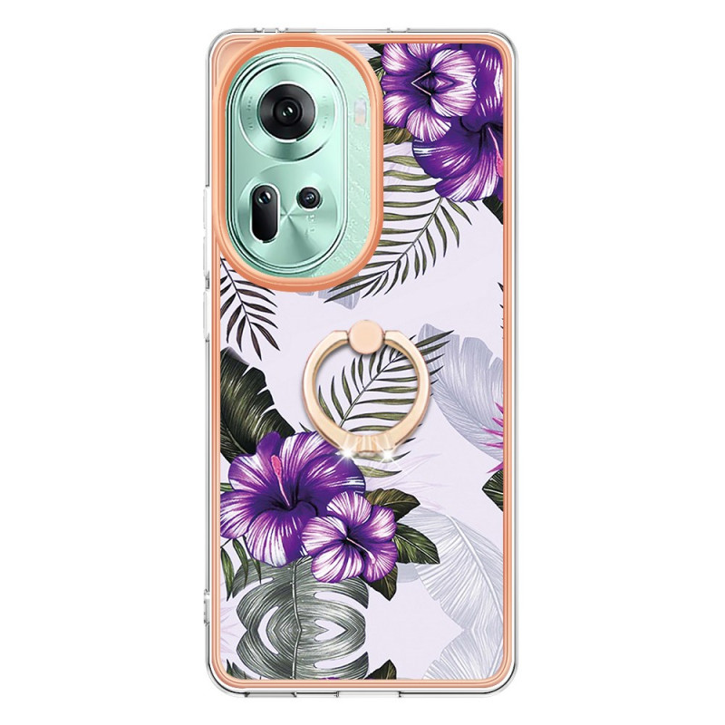 Coque Oppo Reno 11 5G Anneau-Support Design Marbré