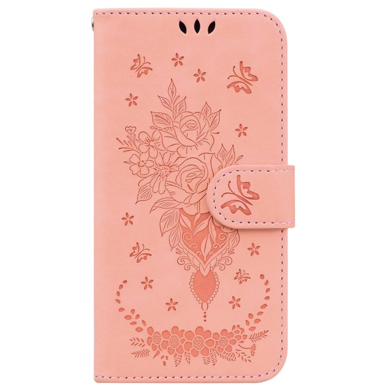 Housse Oppo A60 Roses et Papillons à Lanière