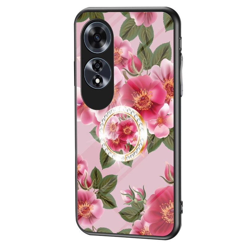 Coque Oppo A60 Verre Trempé Anneau-Support Floral