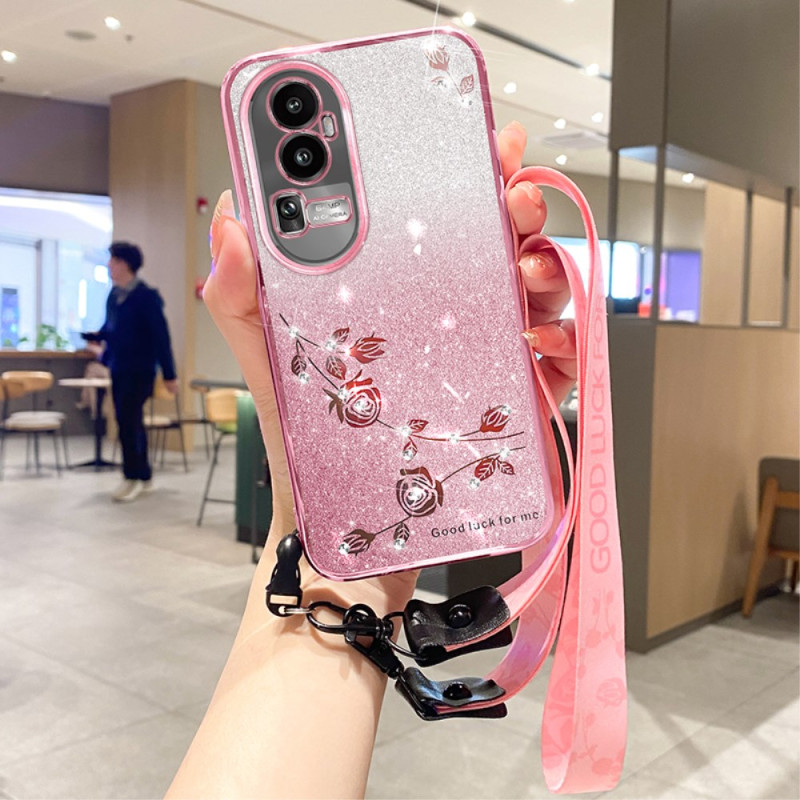 Coque Oppo Reno 10 Pro Plus Strass et Motif Floral KADEM