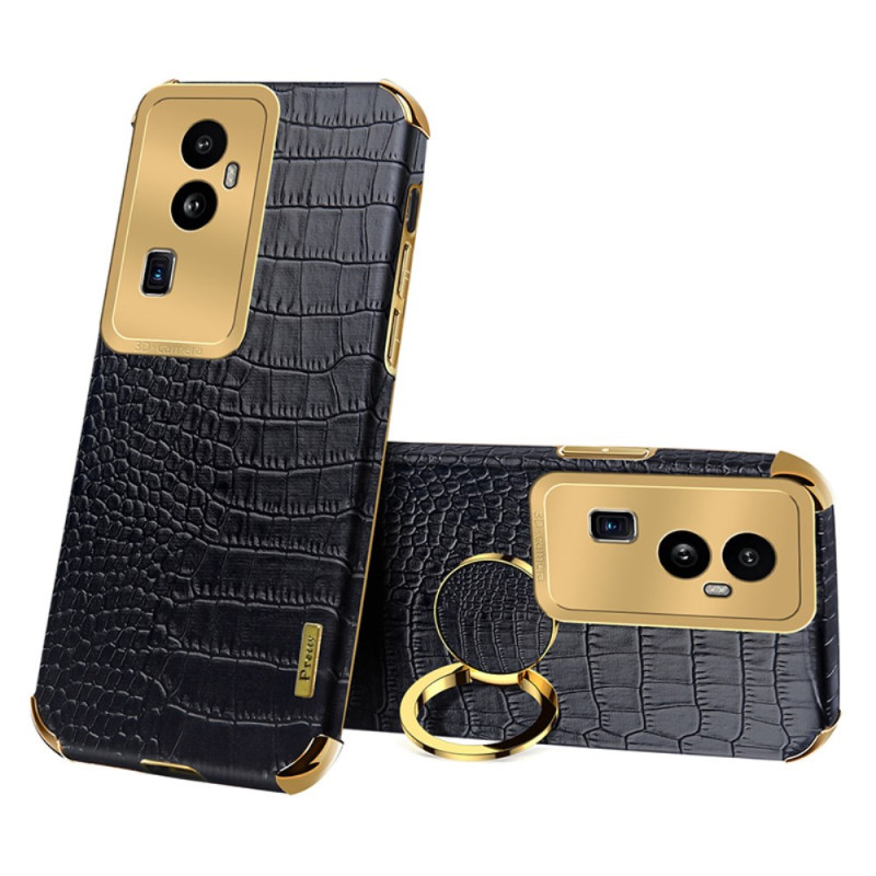 Coque Oppo Reno 10 Pro Plus Texture Crocodile Anneau-Support