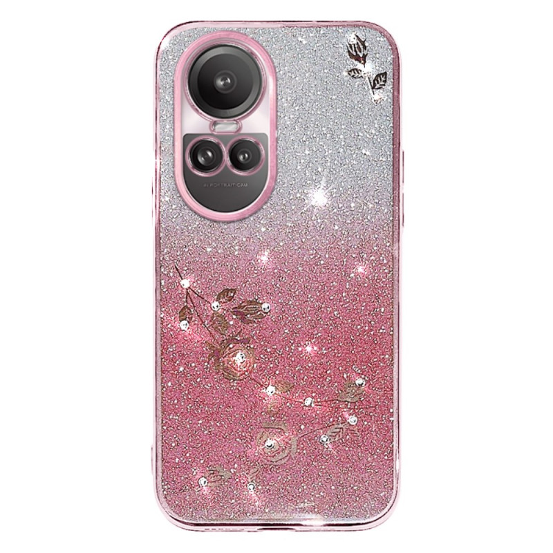 Coque Oppo Reno 10 / 10 Pro Fleurs et Strass