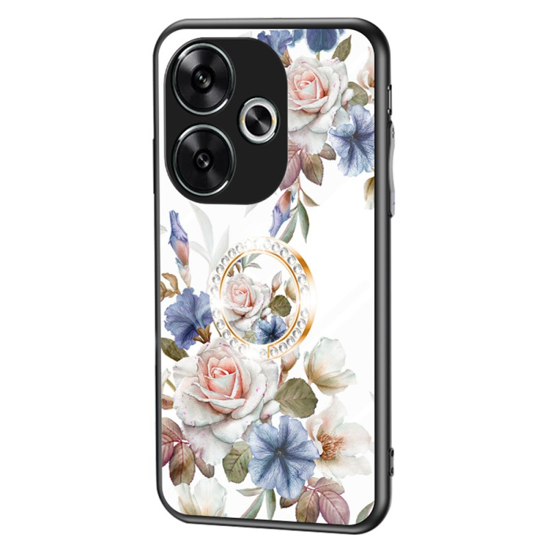 Coque Poco F6 Motif Floral Anneau-Support