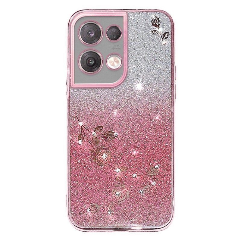 Coque Oppo Reno 8 Fleurs et Strass KADEM