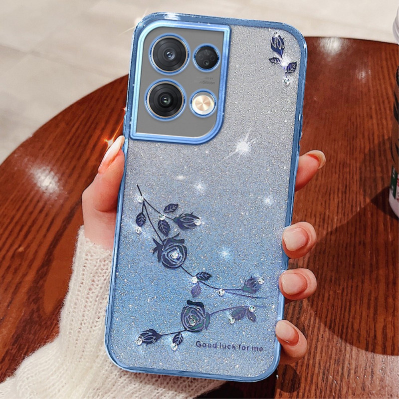 Coque Oppo Reno 8 Pro Fleurs et Strass KADEM