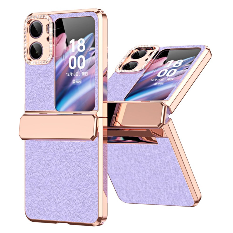 Coque Oppo Find N2 Effet Métal et Simili Cuir