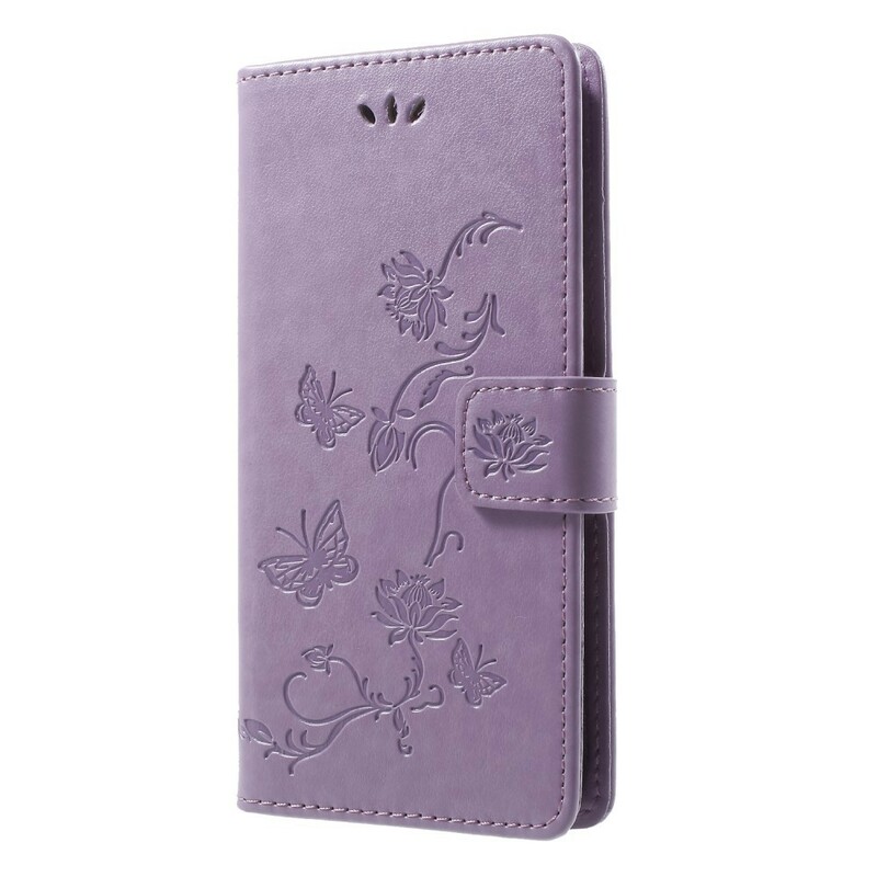 Housse Honor 9 Lite Papillons Et Fleurs À Lanière