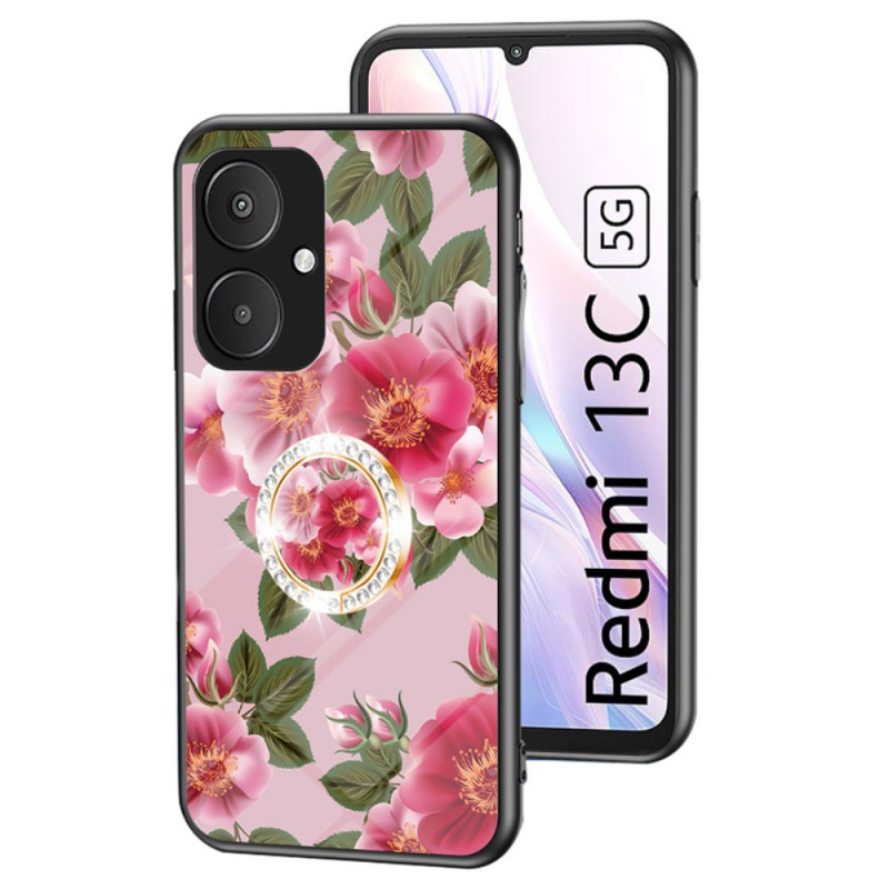 Coque Xiaomi Redmi 13C 5G Verre Trempé Anneau-Support Florale