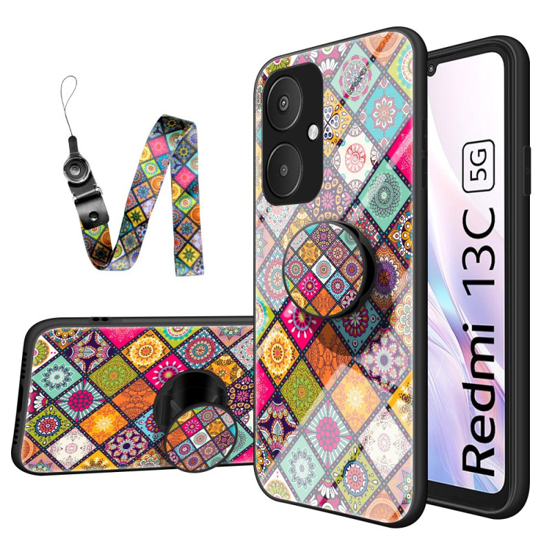 Coque Xiaomi Redmi 13C 5G Verre Trempé Anneau-Support Patchwork