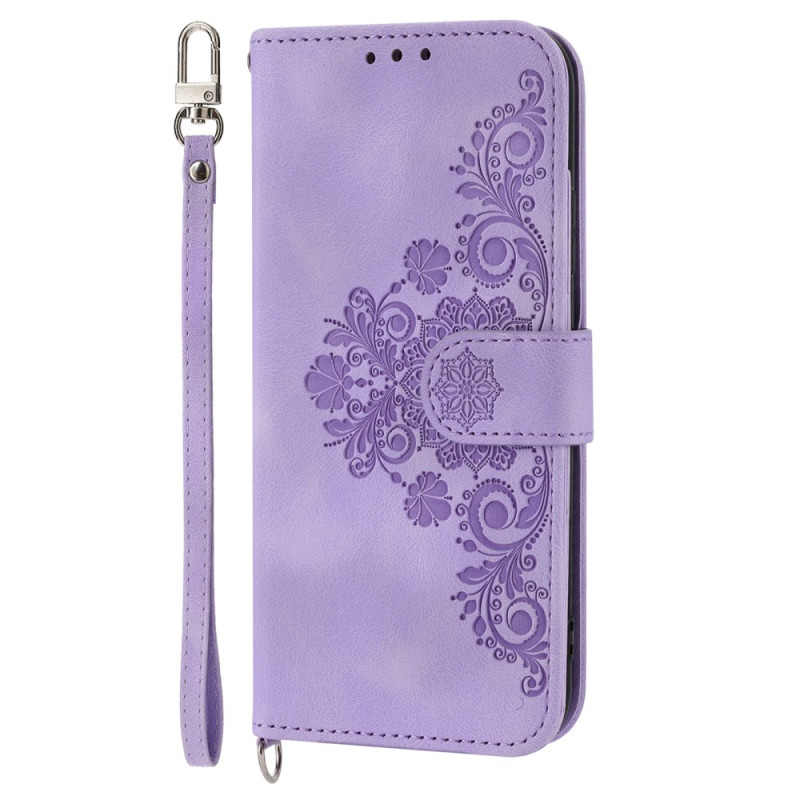 Housse Samsung Galaxy Z Fold 6 Motif Dentelle avec Lanière et Bandoulière