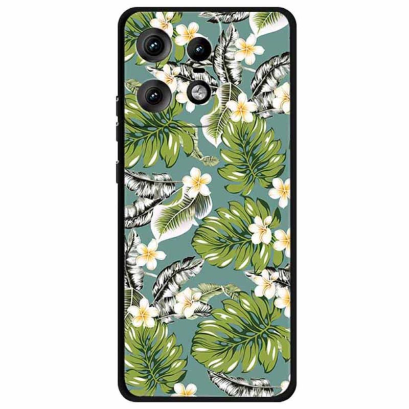 Coque Motorola Edge 50 Pro Feuilles de Plantain et Fleurs d'Or