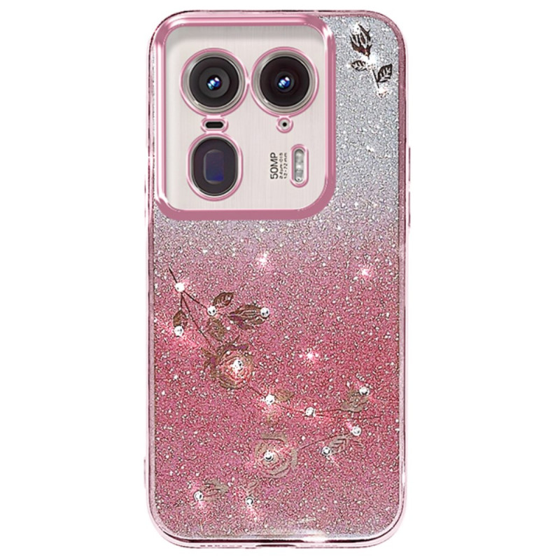 Coque Motorola Edge 50 Ultra Fleurs et Strass