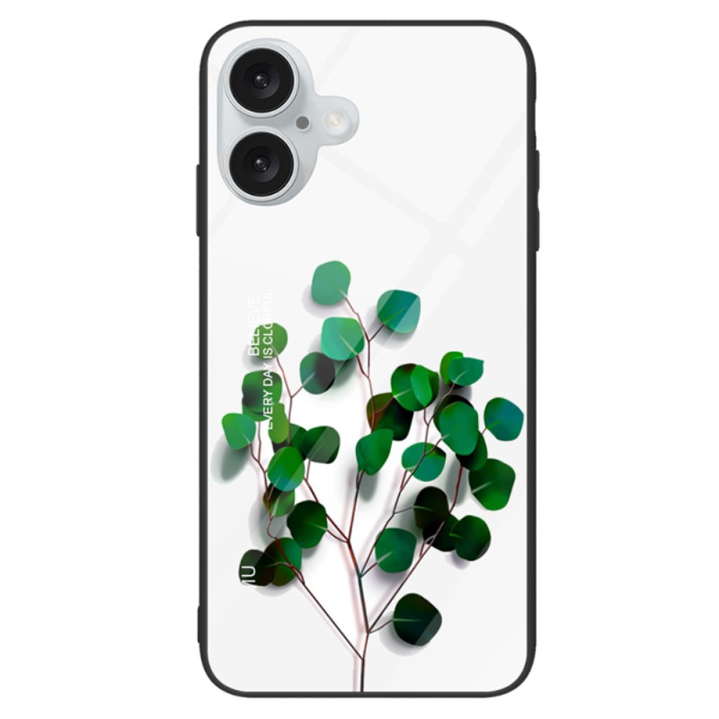 Coque iPhone 16 Verre Trempé Feuilles Vertes