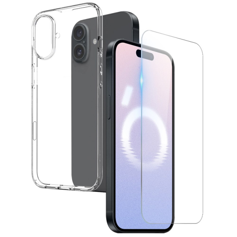 Coque iPhone 16 Transparente et Protecteur Écran en Verre Trempé NORTHJO