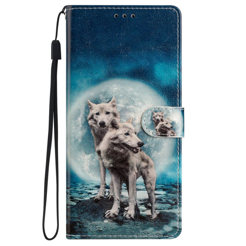 Housse iPhone 16 Plus Couple dLoups à Lanière