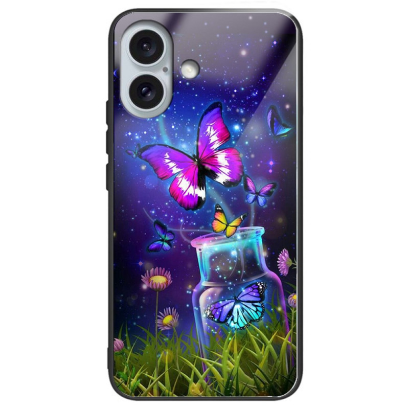 Coque iPhone 16 Plus Verre Trempé Bouteille et Papillon