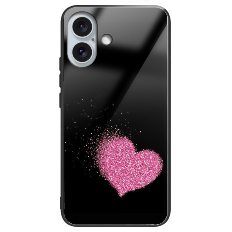 Coque iPhone 16 Plus Verre Trempé Coeur Rose