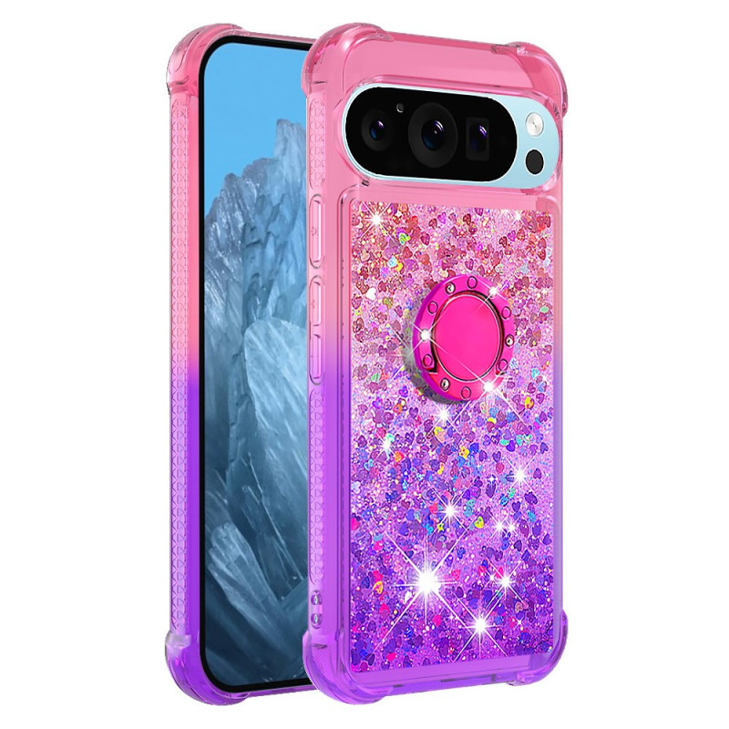 Coque Google Pixel 9 Pro XL Anneau-Support Dégradé Paillettes