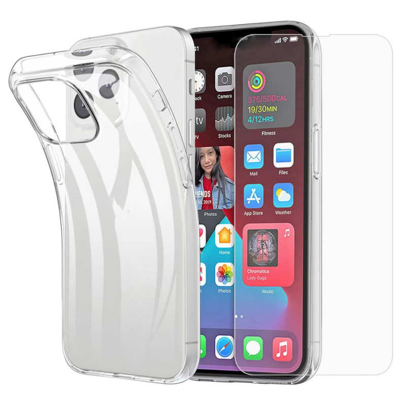 Trio iPhone 16 Pro Coque Flexible Transparente avec Film de Lentille de Caméra et Protection Écran en Verre Trempé