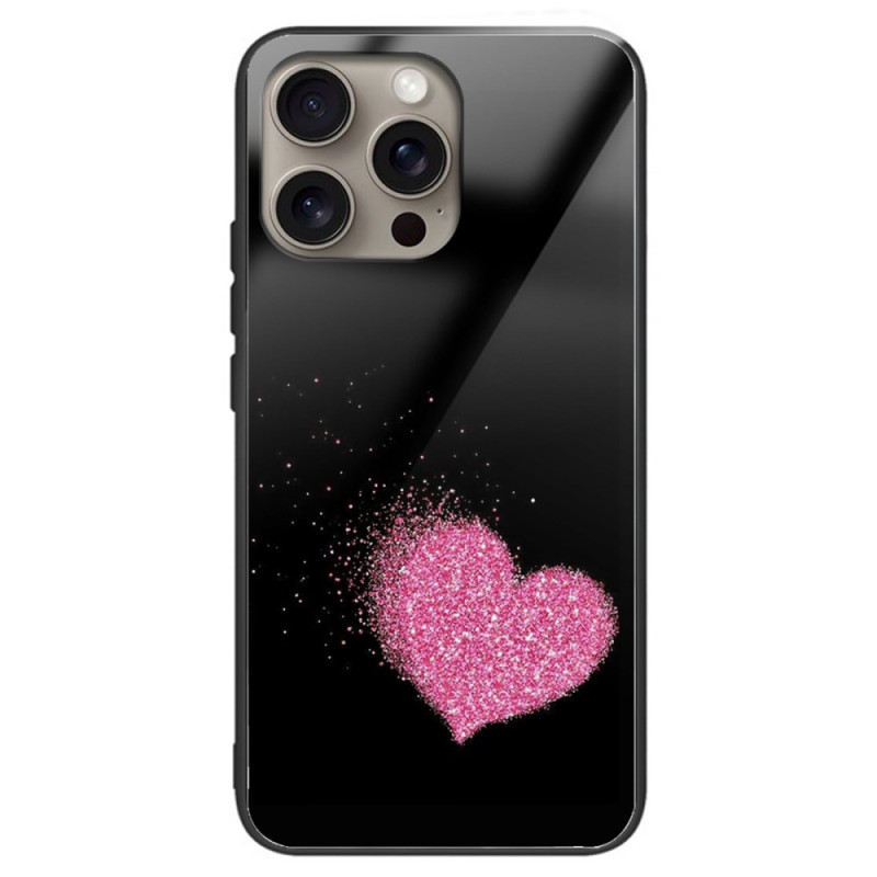 Coque iPhone 16 Pro Max Verre Trempé Coeur Rose