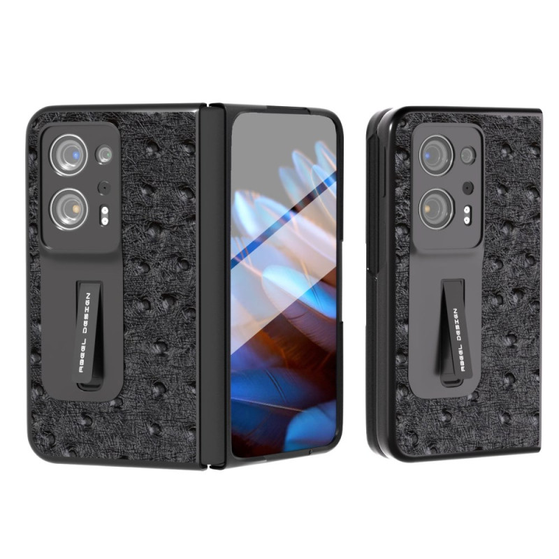 Coque Oppo Find N2 Support Intégré Texture Autruche ABEEL