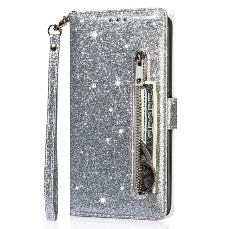 Housse iPhone 16 Pro Max Poche Zippée Paillettes