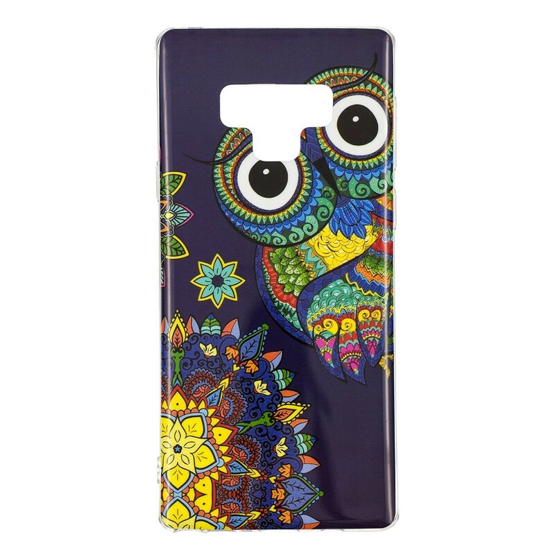 Coque Samsung Galaxy Note 9 Hibou Mandala Fluorescente