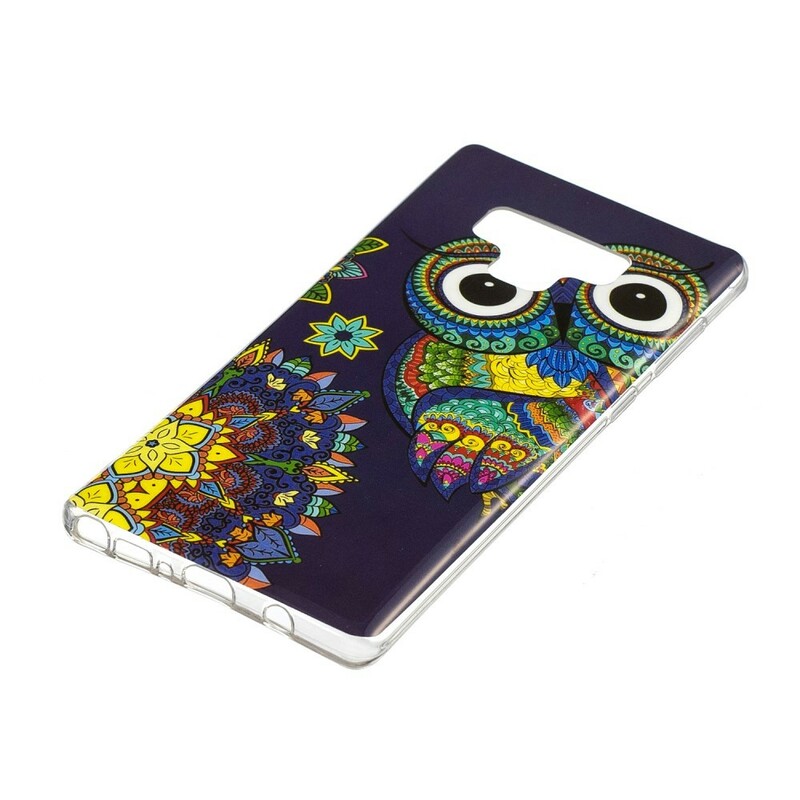 Coque Samsung Galaxy Note 9 Hibou Mandala Fluorescente