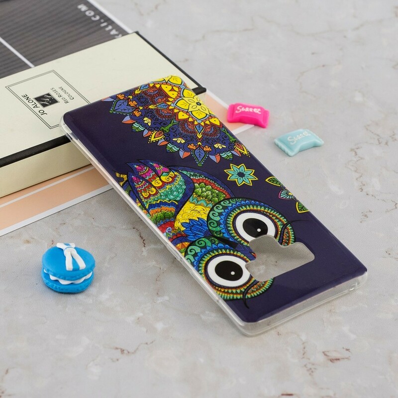 Coque Samsung Galaxy Note 9 Hibou Mandala Fluorescente