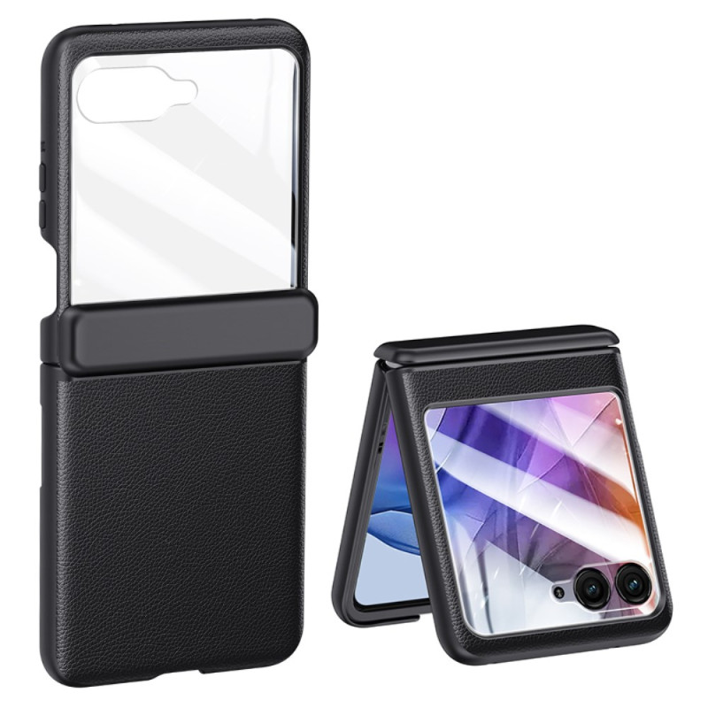 Coque Motorola Razr 50 5G Effet Cuir Protection Charnière et Protecteur Écran Arrière