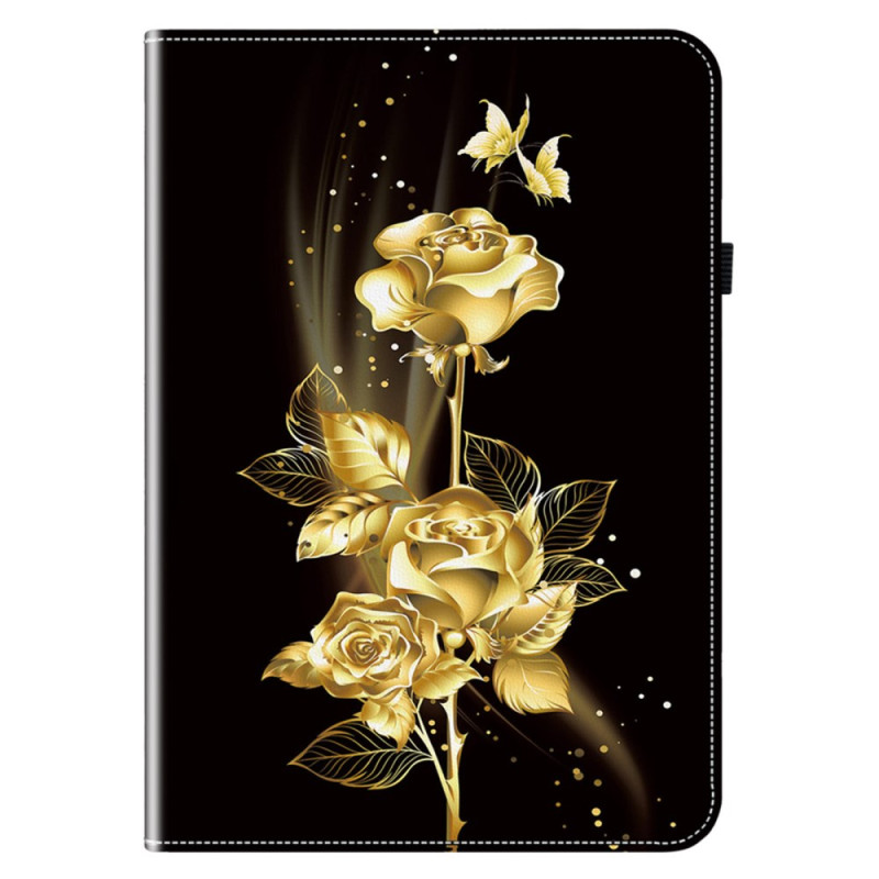 Étui iPad Air 13 (2025) (2024) Papillons Dorés et Roses