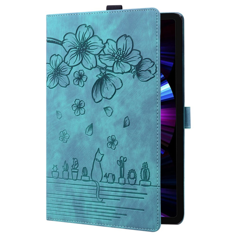 Flip Cover iPad Air 13 (2024) / iPad Pro 12.9 (2021) / (2020) Chats et Fleurs