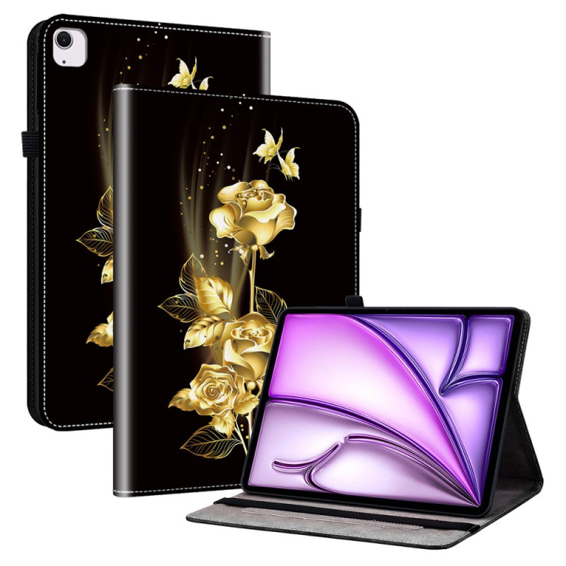 Étui iPad Air 11 (2024) Papillon Dorés et Roses