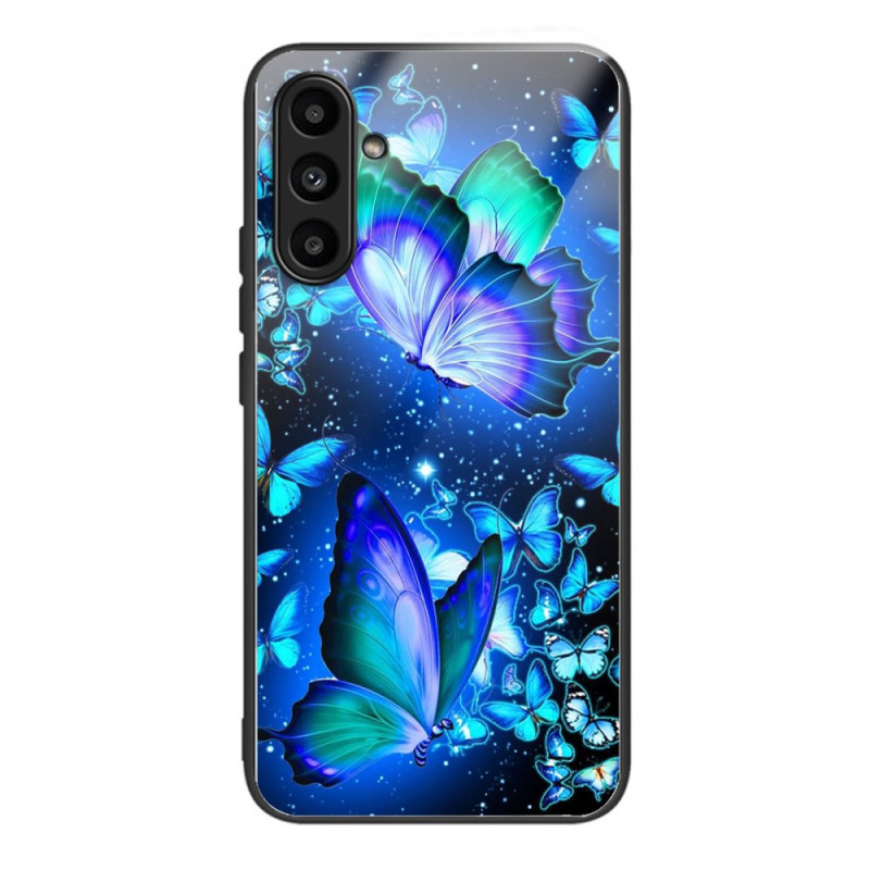 Coque Samsung Galaxy A24 4G Verre Trempé Papillons Bleus