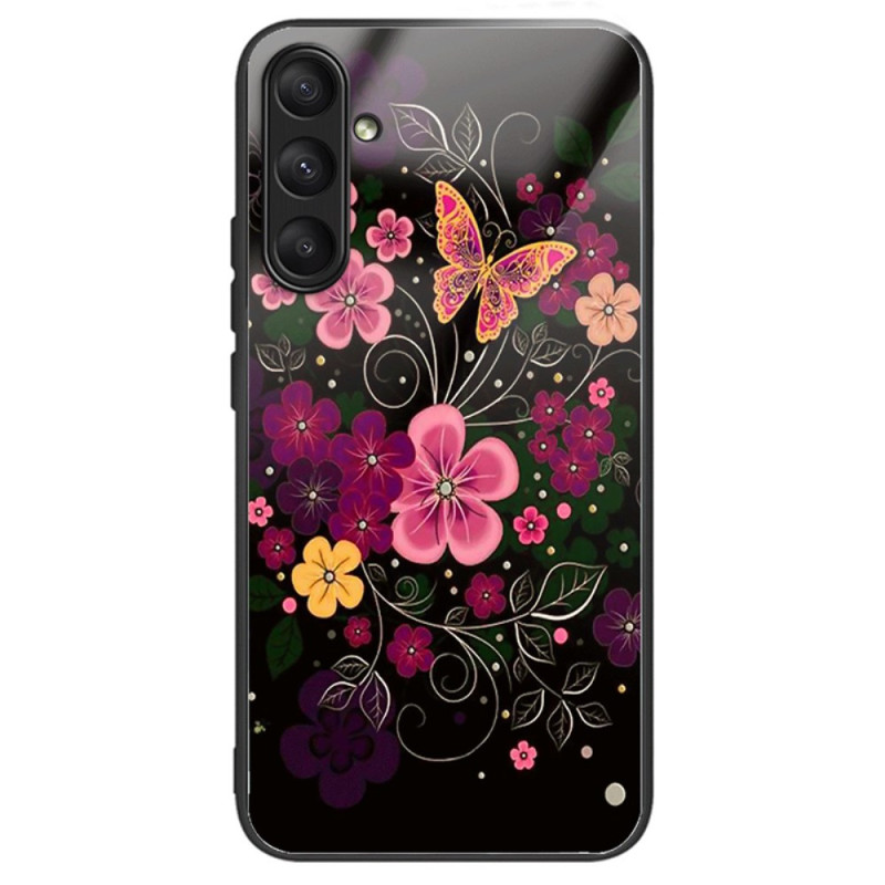 Coque Samsung Galaxy A24 4G Verre Trempé Fleurs et Papillons