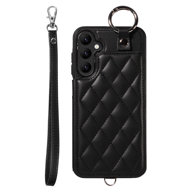 Coque Samsung Galaxy A24 4G Matelassée Porte-Cartes à Lanière