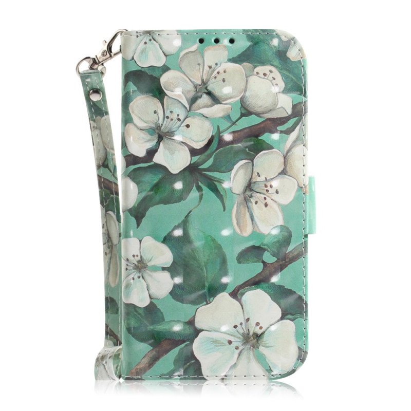 Housse Nokia C32 Fleurs Aquarelles à Lanière