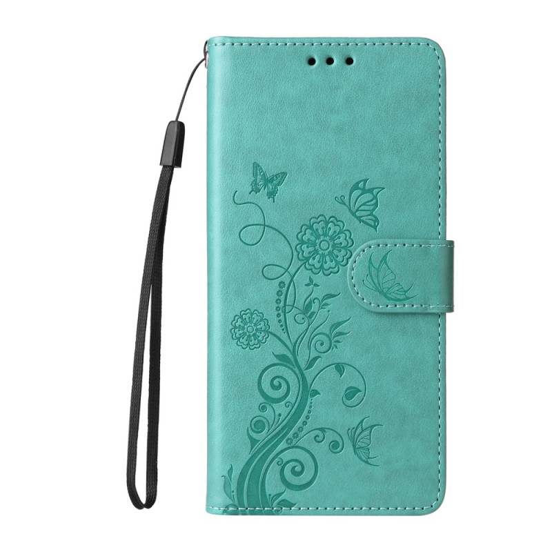 Housse Xiaomi Redmi 14C / Poco C75 Fleurs et Papillons à Lanière