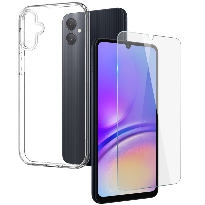 Coque Samsung Galaxy A05 Transparente avec Protection Écran en Verre Trempé