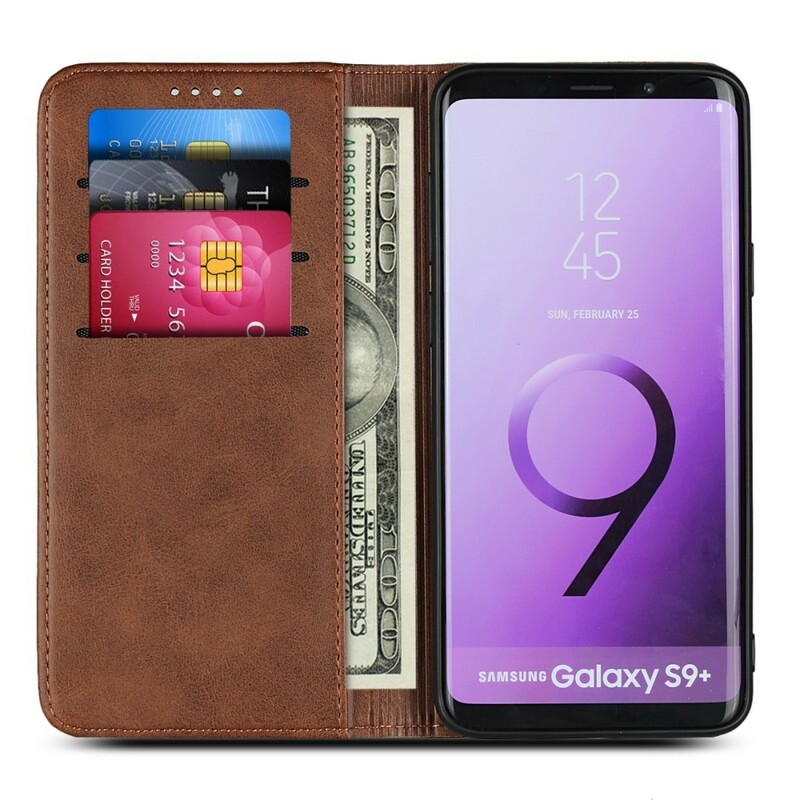 Flip Cover Samsung Galaxy S9 Plus Simili Cuir Coutures