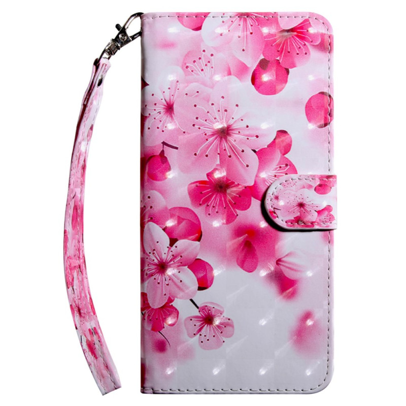 Housse Galaxy A16 4G / 5G Motif Floral Rouge à Lanière