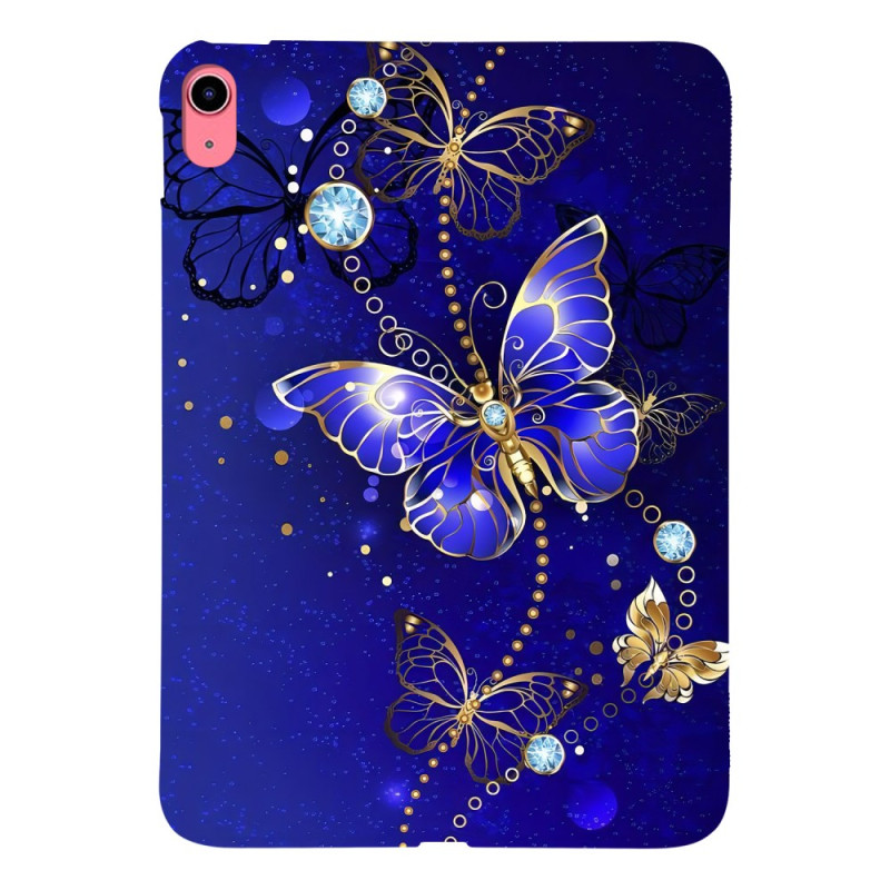 Coque iPad 10.9 (2022) Papillons Bleu et Or