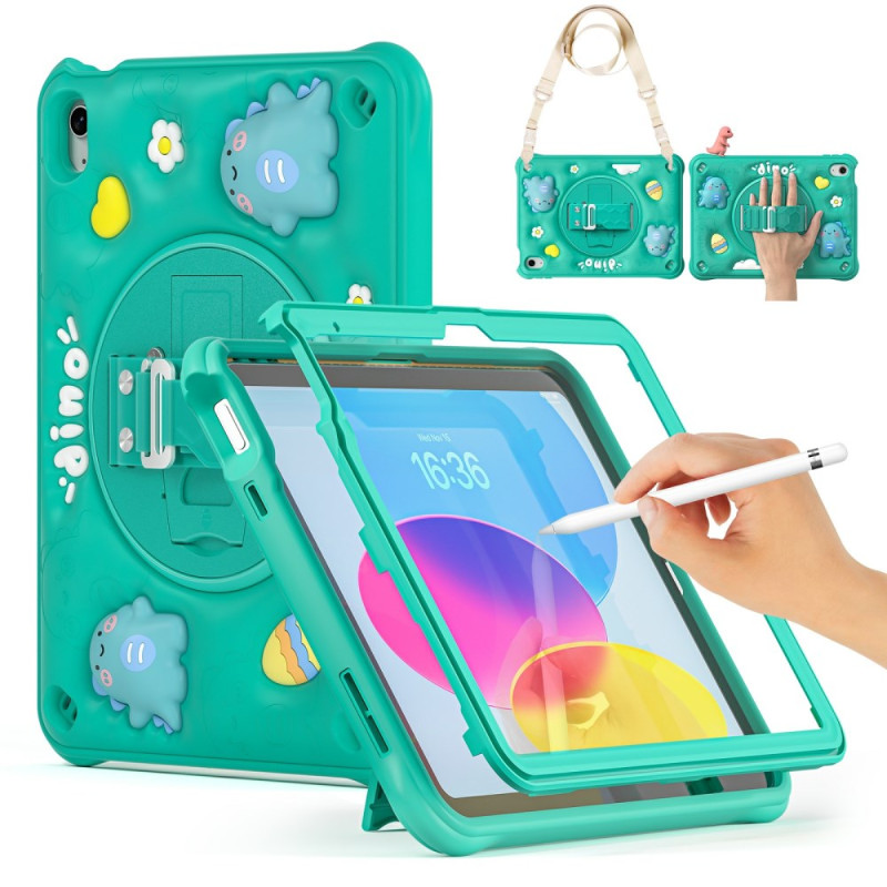 Coque iPad 10.9 (2022) KIds Dinosaure Sangle et Support