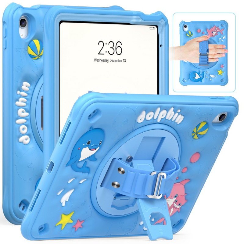 Coque iPad 10.9 (2022) Kids Dauphin Support et Sangle Rotative