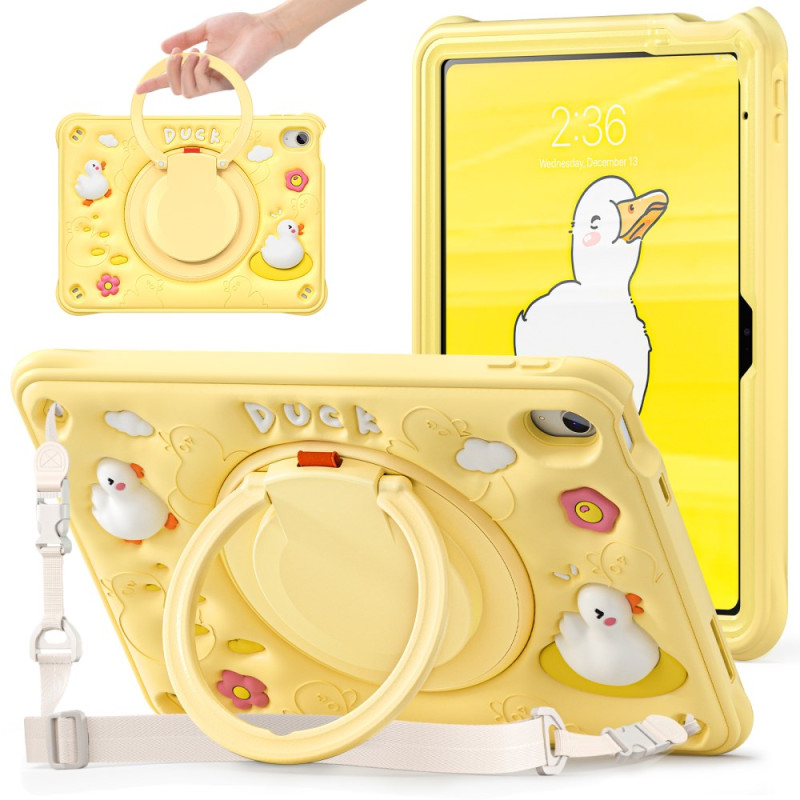 Coque iPad 10.9 (2022) Kids Canard N+Bandoulière et Anneau-Support